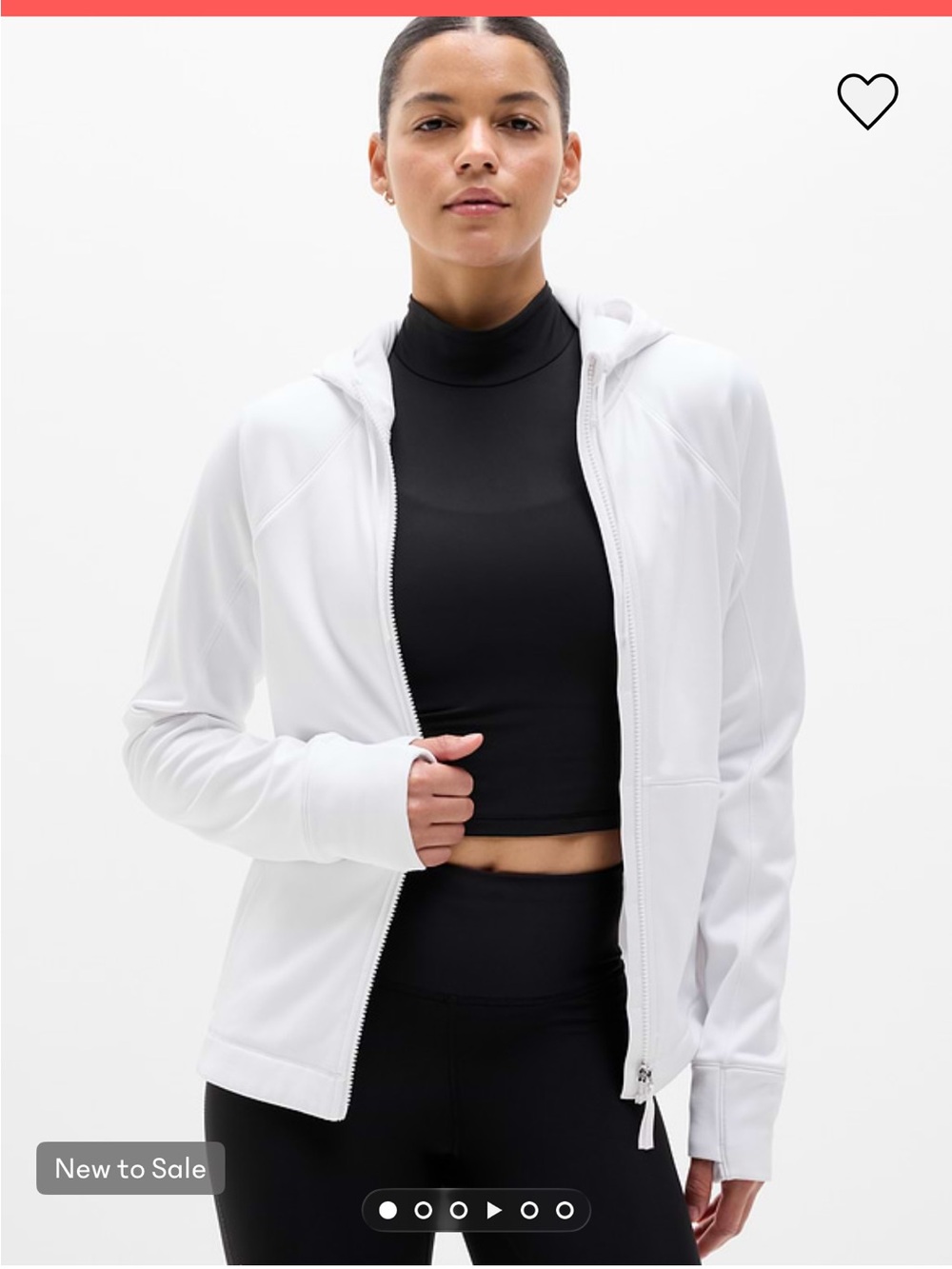 Athleta Women unstoppable fleece lined full zip White Hooded Jacket Size small